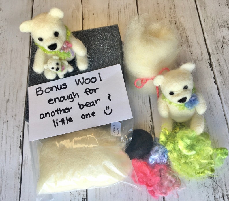 Needle Felting Kit Beginner, Felted Bear DIY Craft, Holiday Gift image 6