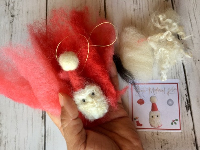 Needle Felting Kit Beginner DIY Christmas Ornament Set, Santa, Snowman, Tree image 6