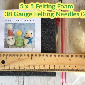 Needle Felting Kit Beginner DIY Christmas Ornament Set, Santa, Snowman, Tree image 7