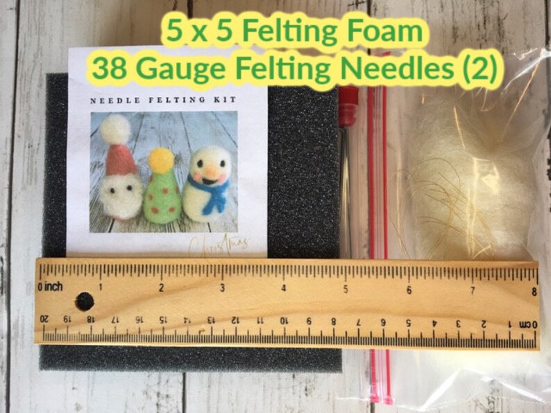 Needle Felting Kit Beginner DIY Christmas Ornament Set, Santa, Snowman, Tree image 7