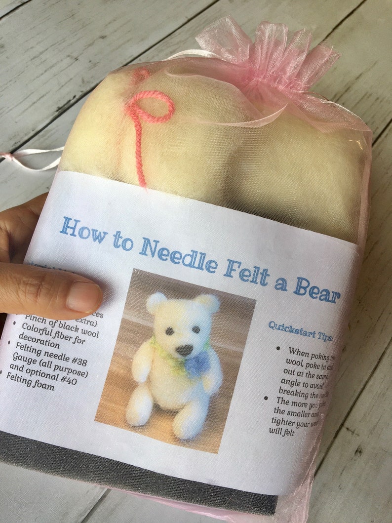 Needle Felting Kit Beginner, Felted Bear DIY Craft, Holiday Gift image 10