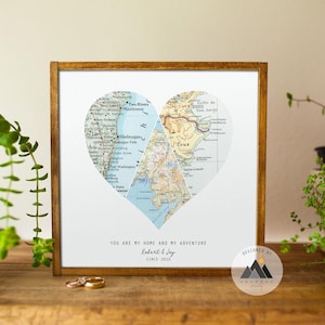 Personalisierte Herz Map Art - Perfekte Hochzeit & Jubiläum, Verlobungsgeschenke für Paare | Custom Love Map - Einzigartiges Geschenk für Verlobungen
