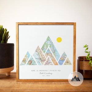 Benutzerdefinierte Travel Map Print Paare Hochzeit, Verlobung Geschenke | Personalisierte Geschenke zum 5.Jahrestag für Mann / Frau