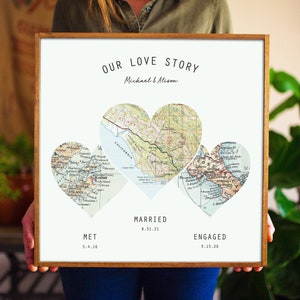 Decoración de pared con mapa de madera rústica / Regalo de boda o despedida de soltera hecho a mano / Letreros de aniversario personalizados