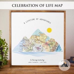Celebrate Life with Custom Map | In Memory Sympathy Gift | Loss of Father, Mother Personalized Remembrance Print
