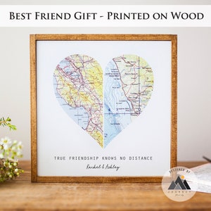 Long Distance Best Friend Custom Galentines Day Gifts Map Art Print Friendship Gifts for Women Moving Away, Birthday Gifts for Friend image 1