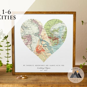 Custom Travel Map Art Print Groom Wedding Day Gifts from Bride | 1st Anniversary, Valentines Day Gifts for Wife | Engagement Gifts Map