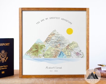 Personalized Travel Map Art 25th Anniversary Gifts | Anniversary Gifts for Husband, Wife Adventure Awaits/National Park Map Print.™