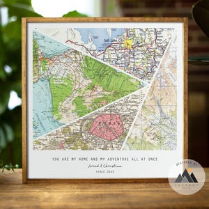 Ideias exclusivas de presentes de aniversário para casais/marido | Arte de mapa de viagem | Ideias fofas de presentes personalizados de mapa de noivado/casamento para amigos*