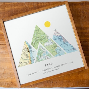 Regalos personalizados para abuelos o papás por su 80.º cumpleaños, de parte de sus nietos. Impresión artística de mapas de viajes familiares. Regalos personalizados para abuelos o abuelas.