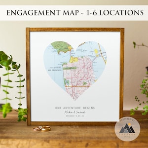 Long Distance Anniversary Gifts for Boyfriend/Girlfriend Map Art Print First Anniversary/Where We Met Custom Map Gifts image 4