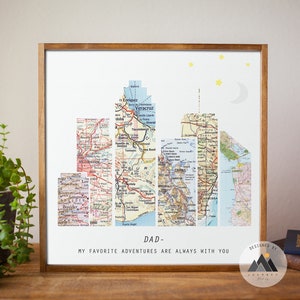Gepersonaliseerde reisverjaardag, vaderdagcadeaus voor papa | Aangepaste kaartkunst vader verjaardagscadeaus voor hem | Aangepaste houten borden cadeau vader bruid
