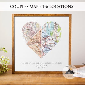 Long Distance Anniversary Gifts for Boyfriend/Girlfriend Map Art Print First Anniversary/Where We Met Custom Map Gifts image 5