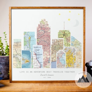 5th Anniversary/Travel Wedding City Map Art Print Gifts for Couples | Personalized Map Engagement Gifts Custom Wood Gifts for Husband, Wife™