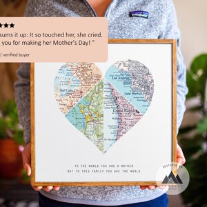 Aangepaste lange-afstandsmoederdagcadeaus voor moeder van Kids Map Art Print | Gepersonaliseerde verjaardagscadeaus voor moeder | Moeder-dochterkaart.