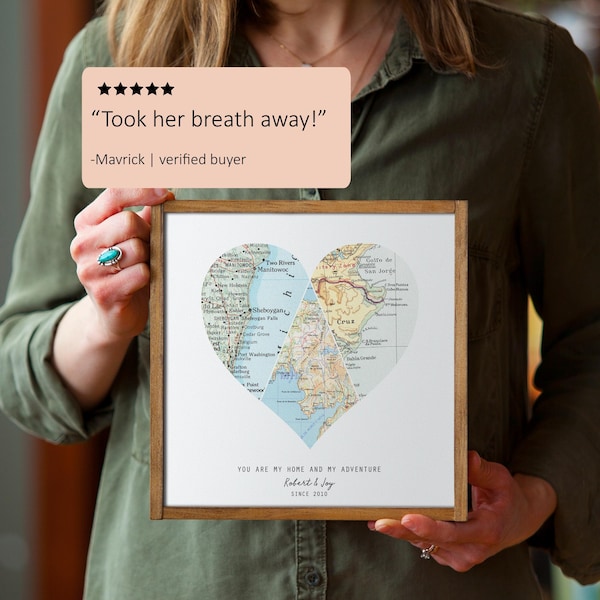 Mapa personalizado em madeira com tema de viagem para casais | Disponível com ou sem moldura | De 1 a 6 locais