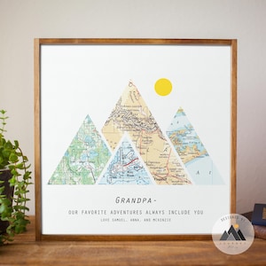 Cadeau personnalisé pour 80e anniversaire de grand-père/fête des pères de petits-enfants | Impression de carte de voyage pour vacances en famille | Cadeaux personnalisés pour grands-parents/papas/Gigi