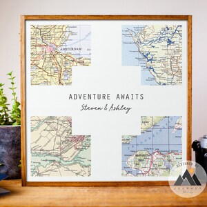 Mapa de viaje personalizado para compromiso o boda, regalo de arte, regalo de boda personalizado para recién casados, letreros de madera personalizados, regalo de compromiso para parejas