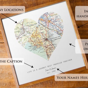 Long Distance Anniversary Gifts for Boyfriend/Girlfriend Map Art Print First Anniversary/Where We Met Custom Map Gifts image 2