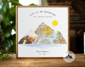 Personalisierte Reise Karte Druck, Benutzerdefinierte Reise Wandkunst, Jubiläumsgeschenk, Abenteuer Paar Karte