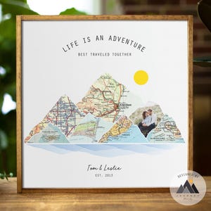 Where We Met Mountain Map | Personalized Location Map Gift | Anniversary Gift Couple | Custom Wood Map Art | Travel Wall Decor image 20
