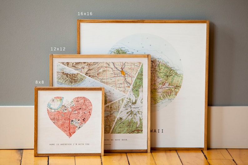 Travel Map Couples Anniversary Gifts for Husband Art Where We Met Wood Map Print Custom Map Unique 5th Anniversary Gift for Wife image 9