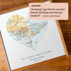 Long Distance Map Gift for Best Friend, Personalized Two Location Map Art, Moving Away Gift, Friendship Gift, Custom State to State Print