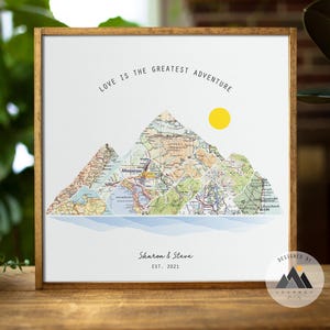 Where We Met Mountain Map | Personalized Location Map Gift | Anniversary Gift Couple | Custom Wood Map Art | Travel Wall Decor image 8