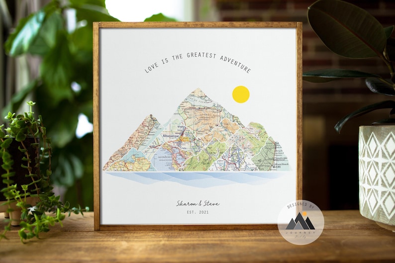 Where We Met Mountain Map | Personalized Location Map Gift | Anniversary Gift Couple | Custom Wood Map Art | Travel Wall Decor image 8