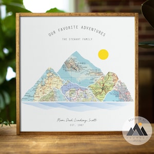 Arte de pared con mapas personalizados, regalos para el día del padre, regalos de cumpleaños para papá, impresión artística de mapas de viaje, regalos para papá de parte de su hijo.™