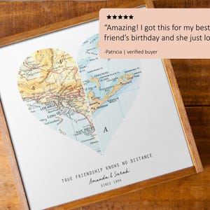Lang Distanz Bester Freund Benutzerdefinierte Geburtstagsgeschenke Karte Kunstdruck | Freundschaft Geschenke für Frauen | Umzug, Geburtstagsgeschenke für Freund