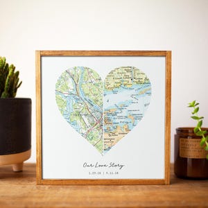 Impresión de mapas personalizados para parejas, regalos para recién casados o aniversarios, mapas personalizados para bodas, aniversarios o regalos de Navidad para esposos y esposas