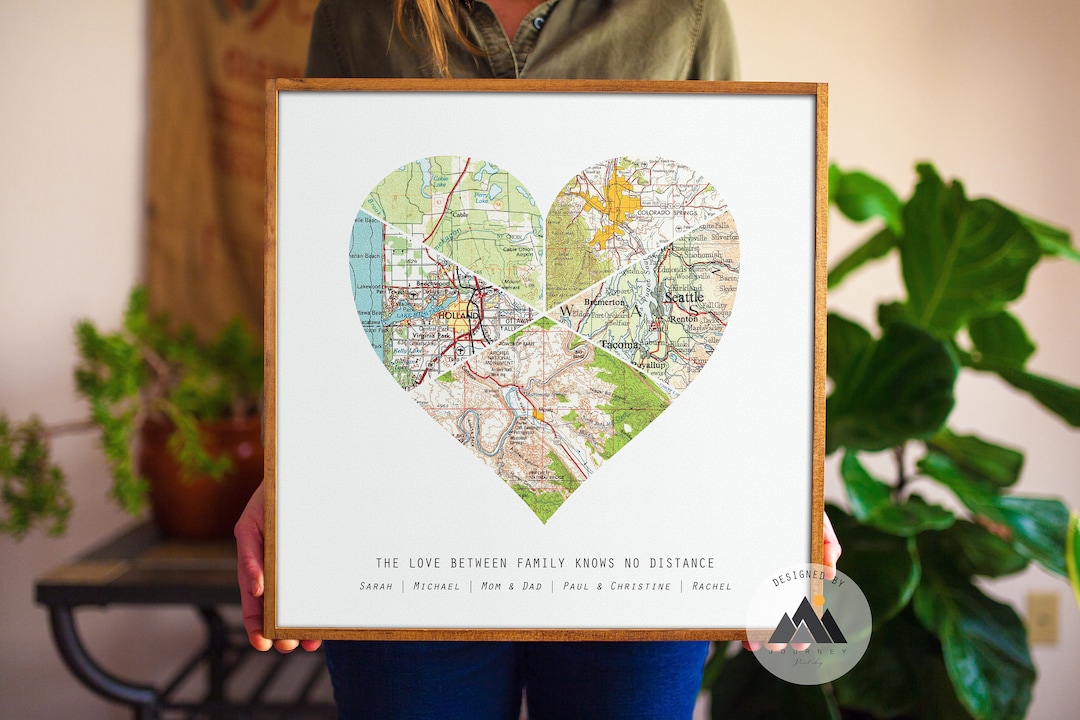 Custom Long Distance Family Map Gifts | Personalized Map Parents, Mom ...