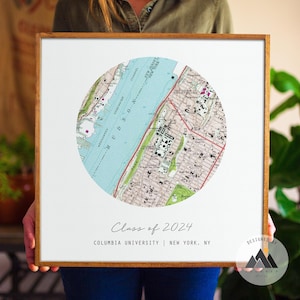 Impresiones de mapas de madera personalizados para graduación / Regalos para graduados / Letrero de madera con mapa para la universidad Regalos de aceptación de la universidad