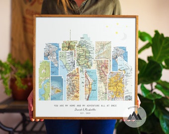 Anniversary/Wedding Travel City Map Art Print Gifts for Husband, Couples | Personalized Engagement Gifts Custom Travel Map Prints™