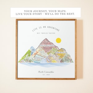 Where We Met Mountain Map | Personalized Location Map Gift | Anniversary Gift Couple | Custom Wood Map Art | Travel Wall Decor image 2