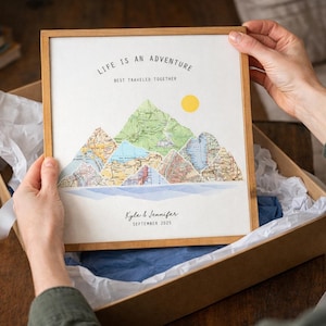 Where We Met Mountain Map | Personalized Location Map Gift | Anniversary Gift Couple | Custom Wood Map Art | Travel Wall Decor image 3