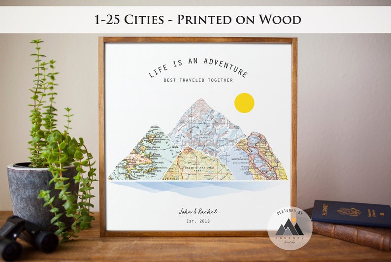 Custom Couples Travel Map Art Print Engagement Wedding Gifts - Etsy UK