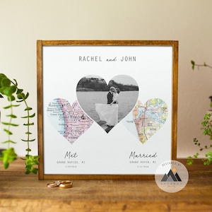 Benutzerdefinierte Fotogeschenke zum 1. Jahrestag für Frau | Holz Foto Karte Print personalisiert Paare Hochzeitsgeschenke | Bild auf Ehemann Geburtstags-Geschenke