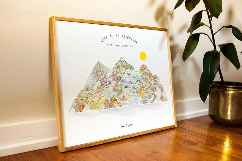 Where We Met Mountain Map | Personalized Location Map Gift | Anniversary Gift Couple | Custom Wood Map Art | Travel Wall Decor image 12