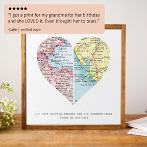Regalos de cumpleaños para abuelas/nanas de larga distancia, arte de mapa de madera, regalo de 90 cumpleaños de nietos, letrero, regalo para bisabuela o nana