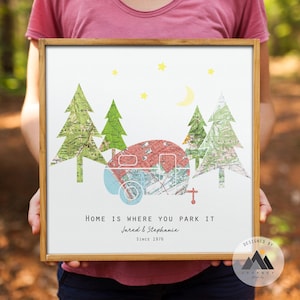 Personalisierte Camping Nationalpark Reisekarte Kunst | Holz Reise Liebhaber Jahrestag Geschenke | Paare Verlobung/Hochzeit Geschenk | RV Holzschilder
