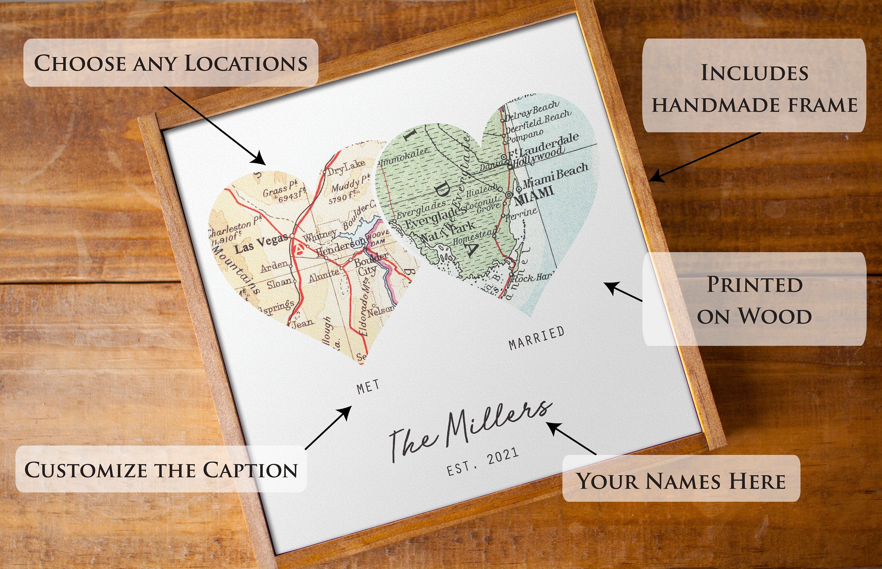 Custom Heart Map Custom Heart Map Art Wedding Gifts for Couples/friends | Personalized ...