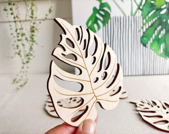 Monstera Leaf Coaster Set: FSC Birch Laserply, Plant Lover Gift