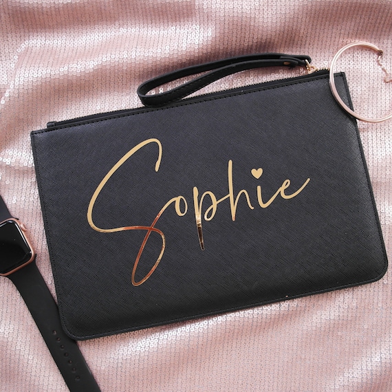 Personalised Clutch Bag – Bridesmaid Gift, Leather-look PU