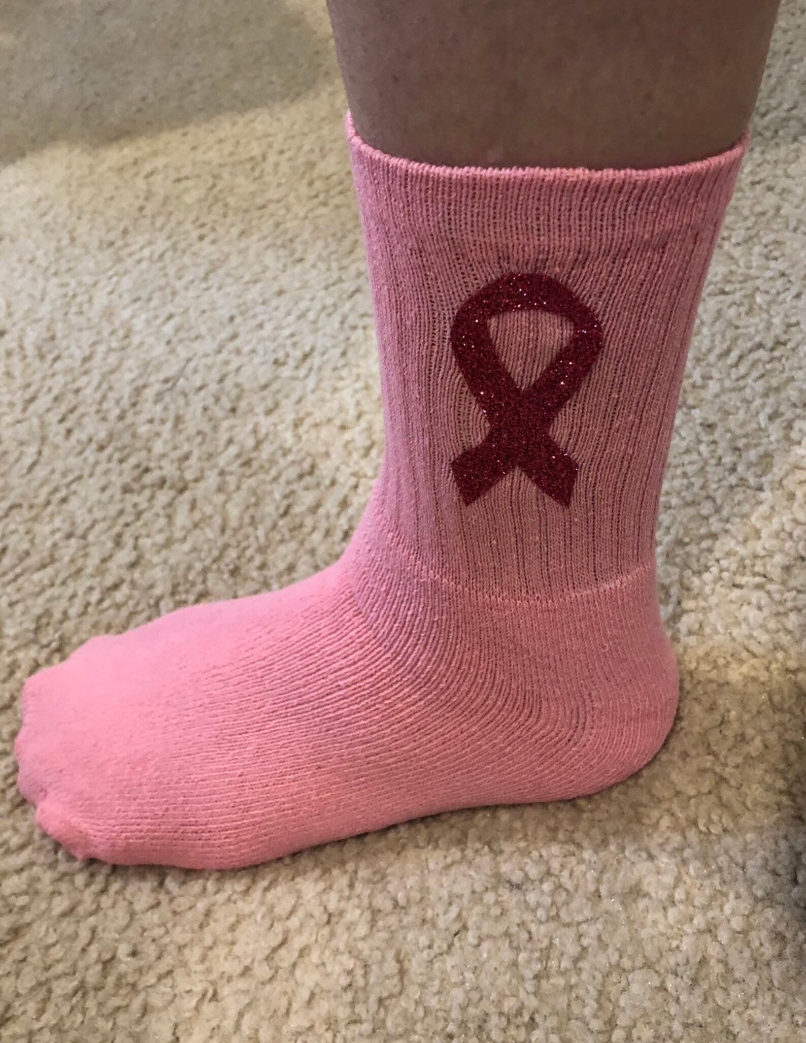 Breast Cancer Awareness Crew Socks team cheer Etsy