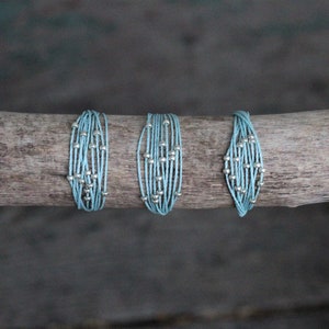 Baby Blue Beaded Multi-Strand Adjustable Friendship Bracelet