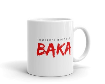 Worlds Biggest Baka coffee mug. Features &quot; Idiot &quot; in Japanese. Great anime gift. Manga, Otaku, Geek, Japanese Language.