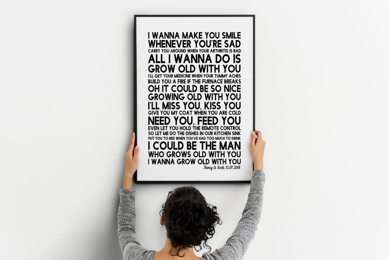 Custom Song Lyrics Wall Art Print 5 Year Anniversary Gifts Etsy