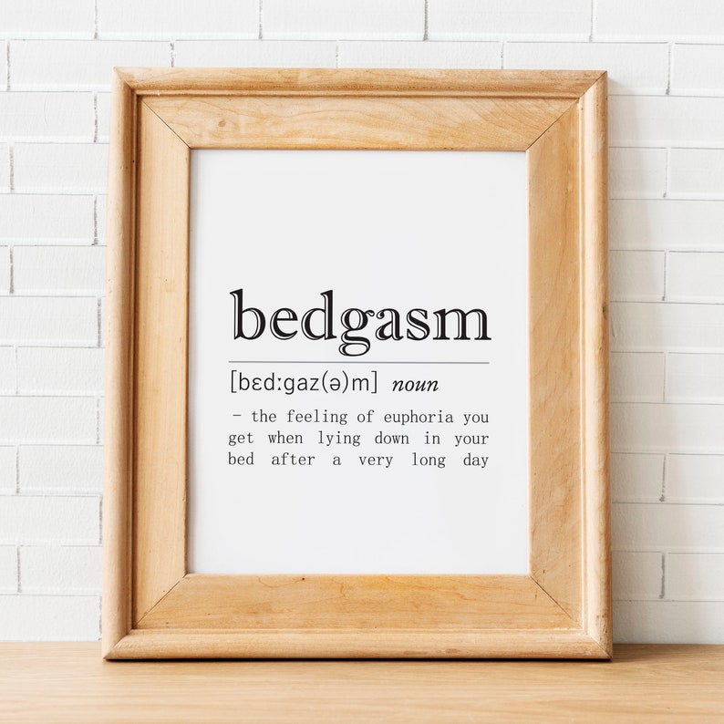 Bedgasm Definition Print Bedroom Wall Decor Bedroom Wall Art Etsy